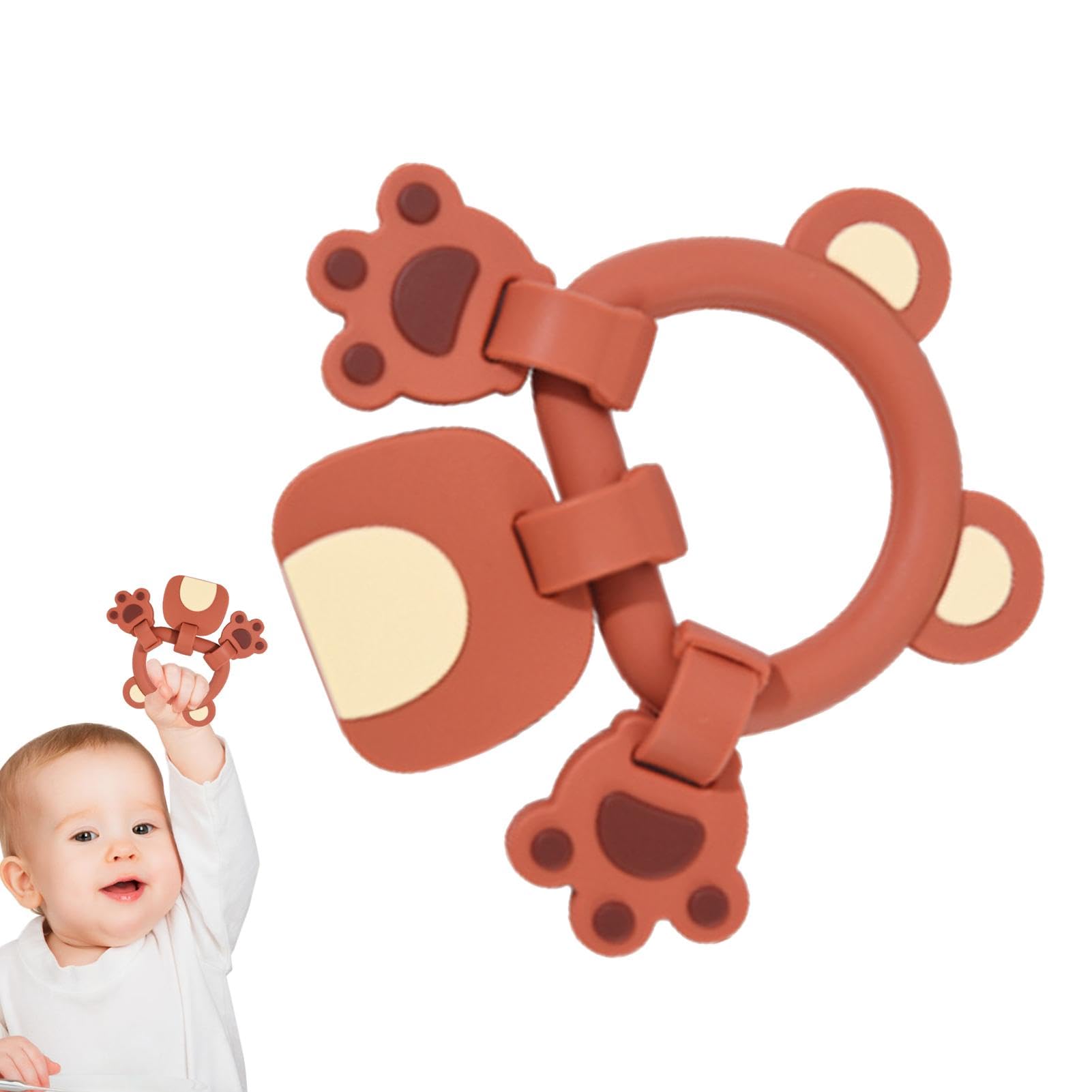 Shakven Cartoon Bear Silicone Teething Toys for Toddlers - BPA-Free Baby Teether for Boys & Girls - Early Development & Sensory Toy for Chewing Relief, Playtime & Cognitive Learning | Perfect for Home, Travel & Daycare Use