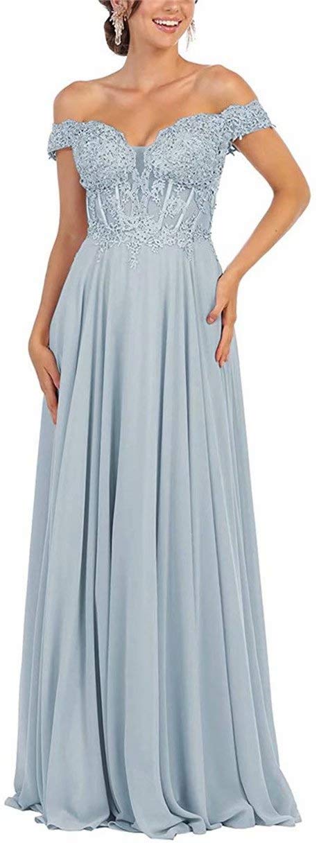 EEFZL Off Shoulder Prom Dresses for Women - Elegant Lace Applique Formal Evening Gowns for Homecoming, Wedding & Special Occasions