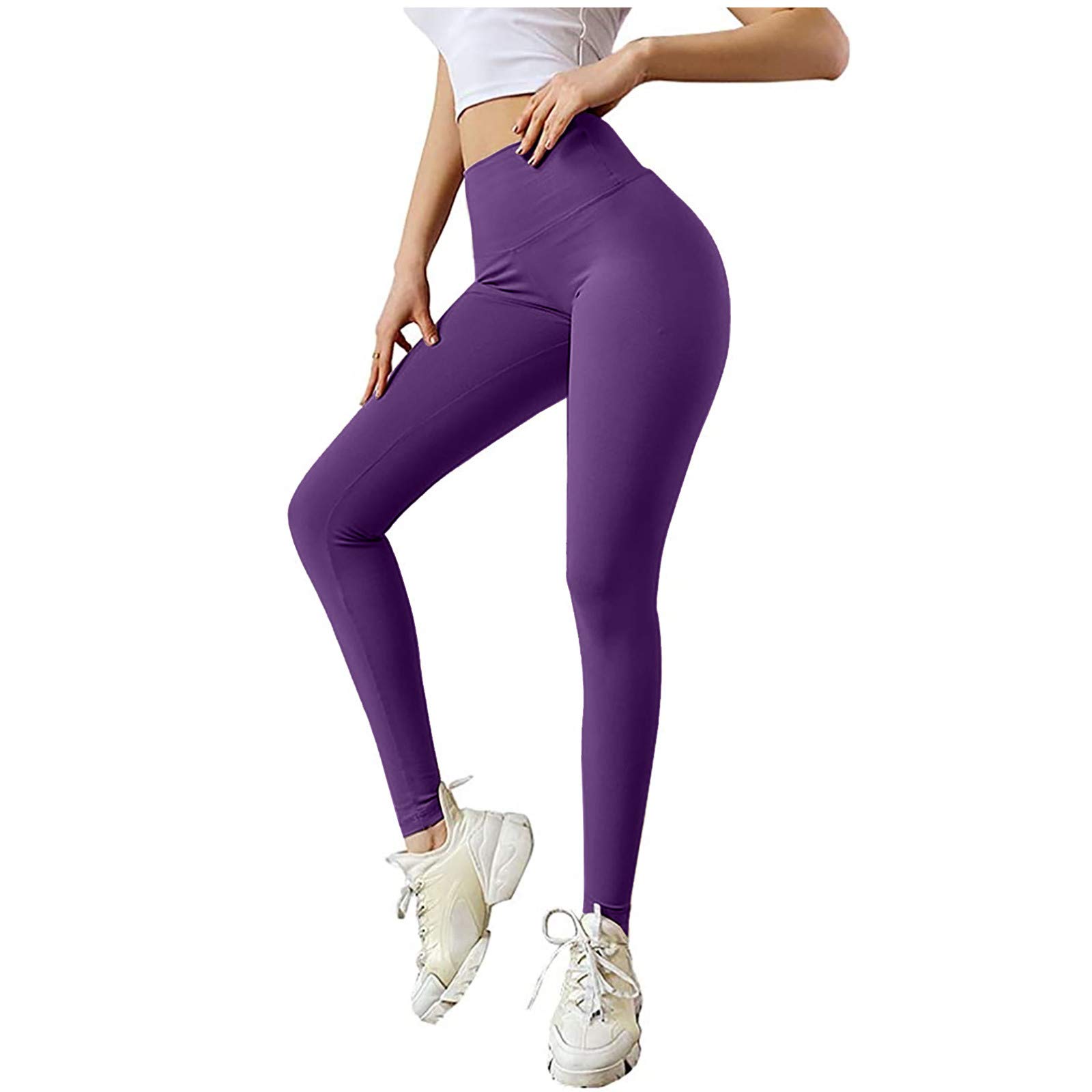 Women's High Waist Elastic Yoga Pants for Running, Fitness & Workout - Pure Color Stretchy Leggings for Lifting & Hip Support - Perfect for Gym, Yoga & Daily Wear