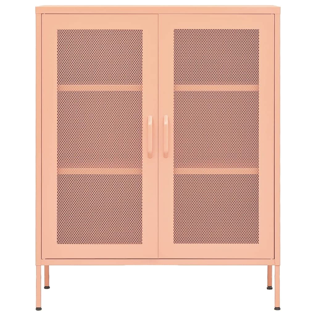 vidaXL Pink Steel Storage Cabinet with Shelves - Industrial Style File Cabinet for Hallway, Entryway & Living Room Organization | Home Office & Classroom Storage Solution