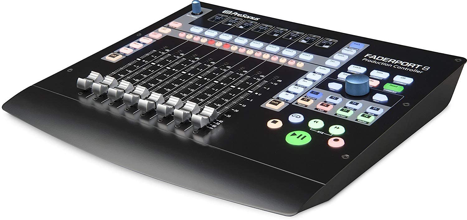 PreSonus FaderPort 8 8-Channel USB Audio Mixer Controller with Motorized Faders - Professional Studio Recording & Music Production Equipment (Includes Wireless Earbuds) - Perfect for Home Studios, Podcasting & Live Streaming