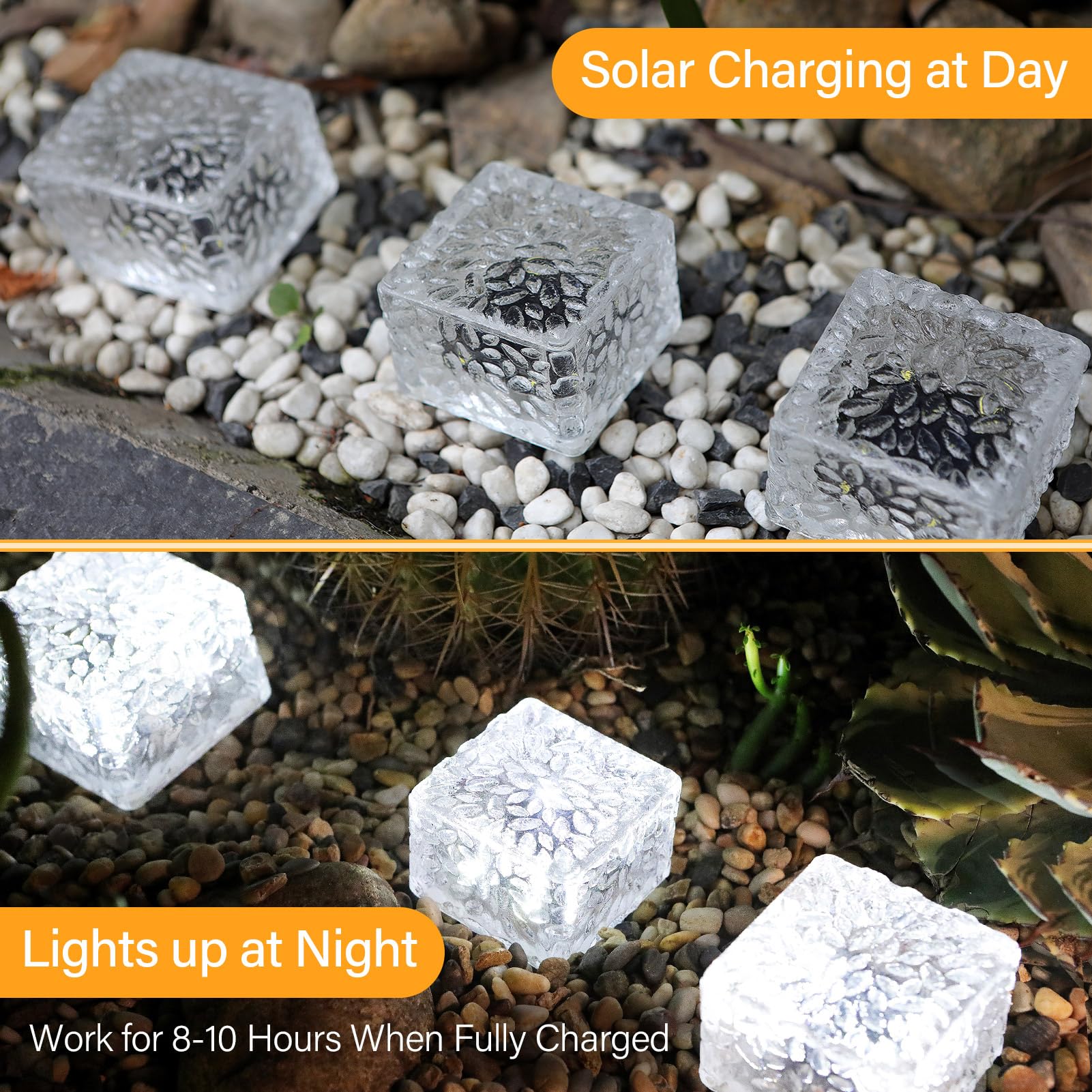 6 Pack Solar Brick Lights Outdoor Waterproof - Solar Powered Garden Lights for Patio, Yard, Walkway, Pathway - Weatherproof Landscape Lighting for Home Decor & Outdoor Ambience (Perfect for Evening Gatherings & Garden Illumination) XBZ-444