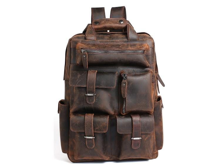 Stylish Brown Leather Laptop Backpack for Women - Waterproof 15.6 Inch Business Travel Bag - Perfect for Work, College & Commuting