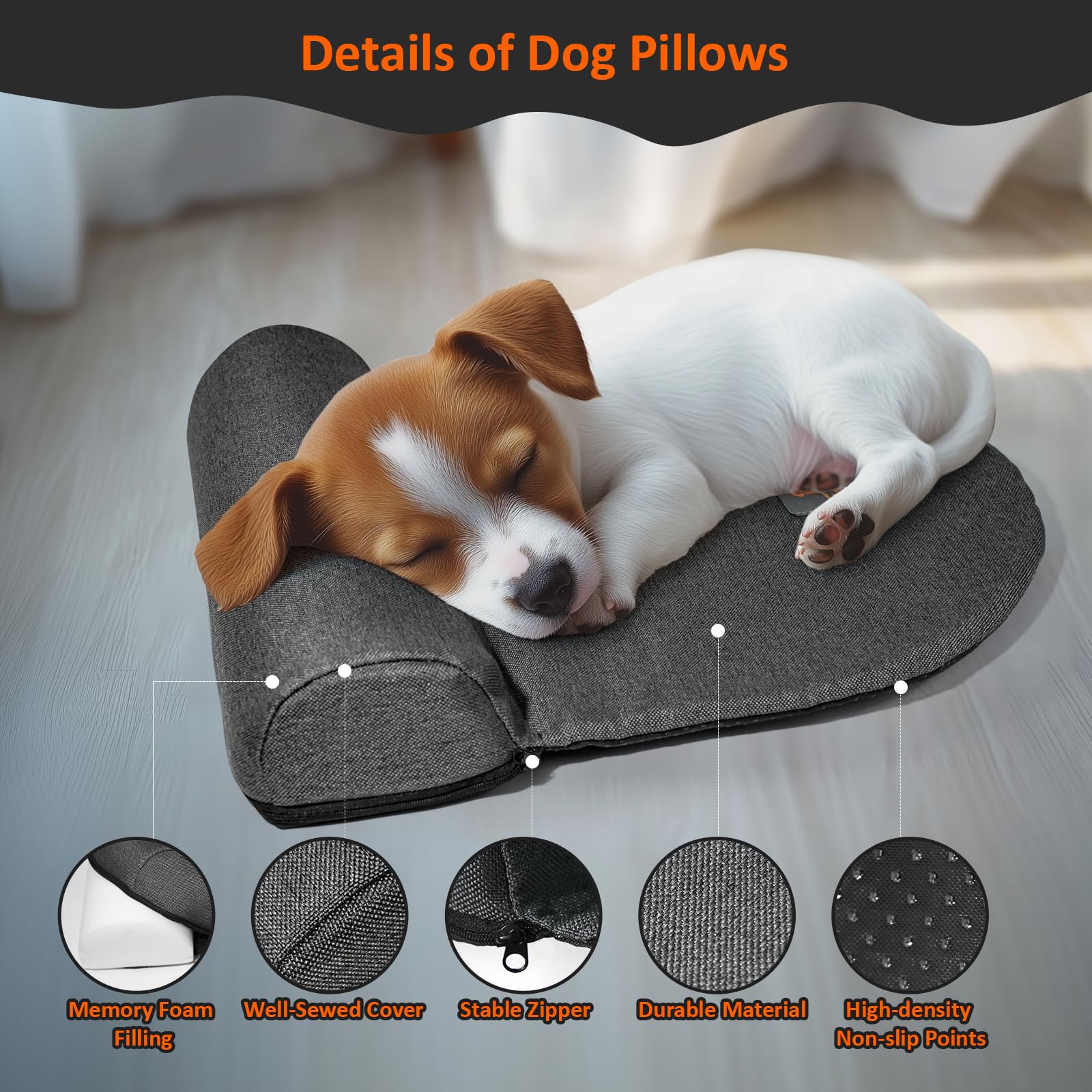 Washable Dog Neck Pillow for Medium Dogs - Cervical Support & Joint Relief for Better Sleep at Home/Travel