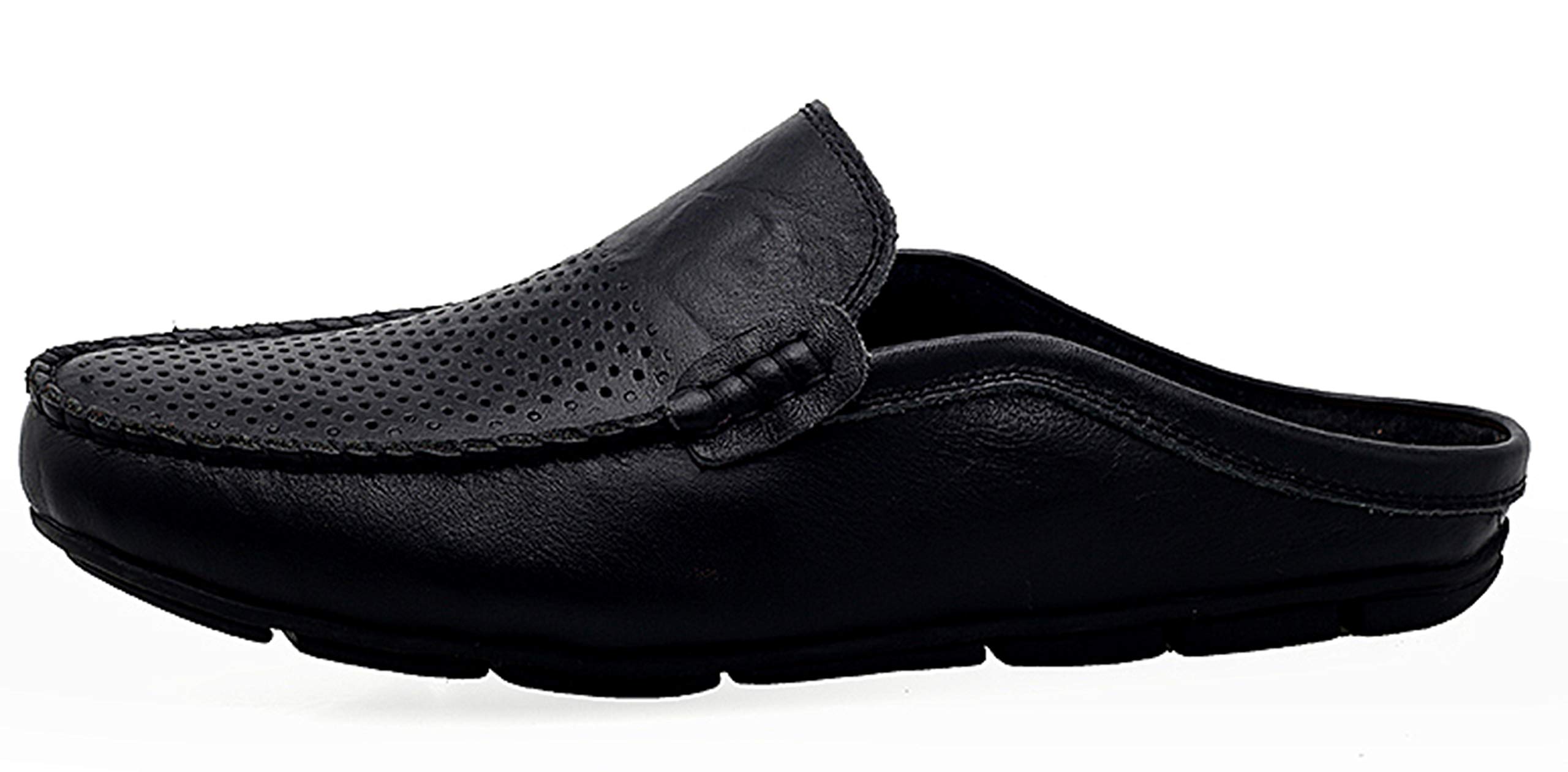 Go Tour Men's Breathable Leather Mules Clogs - Slip-On Casual Loafers & Slippers for Home, Office & Outdoor Walking