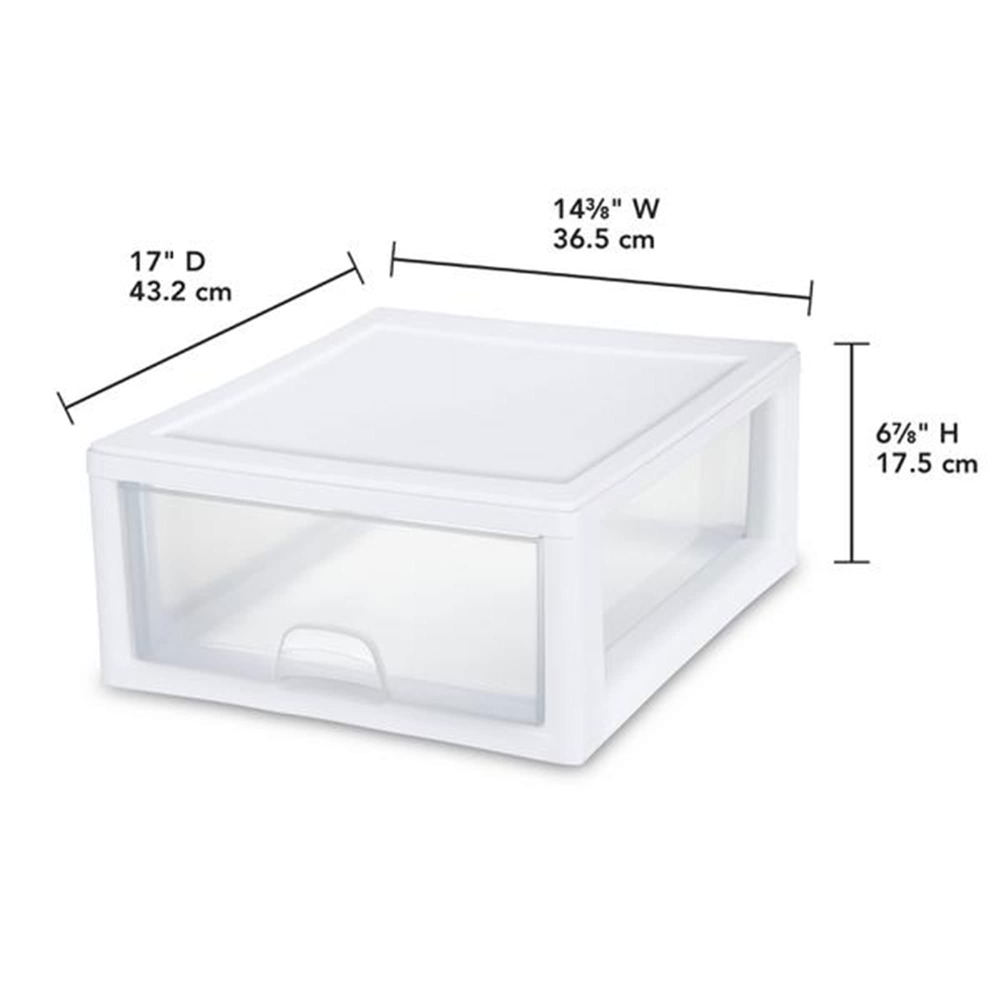 Sterilite 12-Pack Clear Plastic Stackable Drawers - 16 Quart Storage Bins with White Frame for Closet, Bedroom & Office Organization | Space-Saving Home Organizer Solution