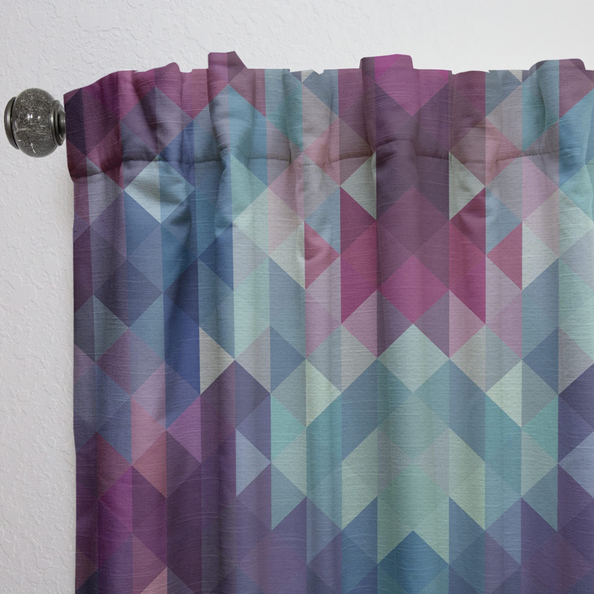 DesignQ Blue and Magenta Geometric Triangle Pattern Thermal Insulated Curtains - 52x120 Inch Single Panel Window Drapes for Bedroom & Living Room - Energy Saving Blackout Curtains for Home Decor