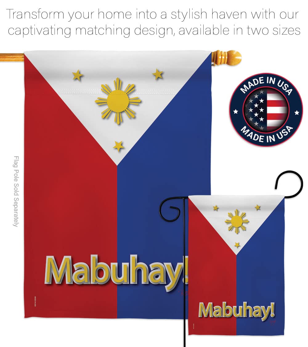 Philippines National Flag Set 28x40in w/Flagpole - Breeze Decor for Home & Garden