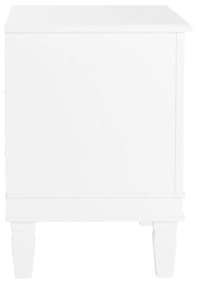 Modern White 3-Drawer Nightstand with Chrome Hardware - Perfect for Bedroom, Living Room, or Office Storage