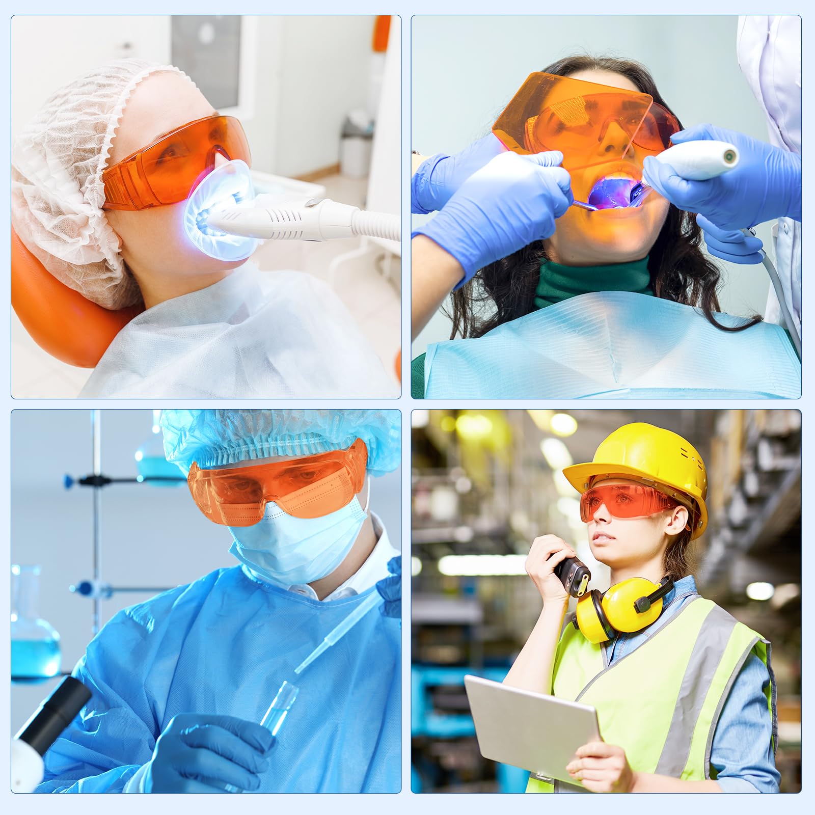 JMU Dental Curing Light Glasses - 1 Pack UV/LED Protection Eyewear for Teeth Whitening & Dental Procedures - Perfect for Dentists, Hygienists & At-Home Teeth Whitening Kits