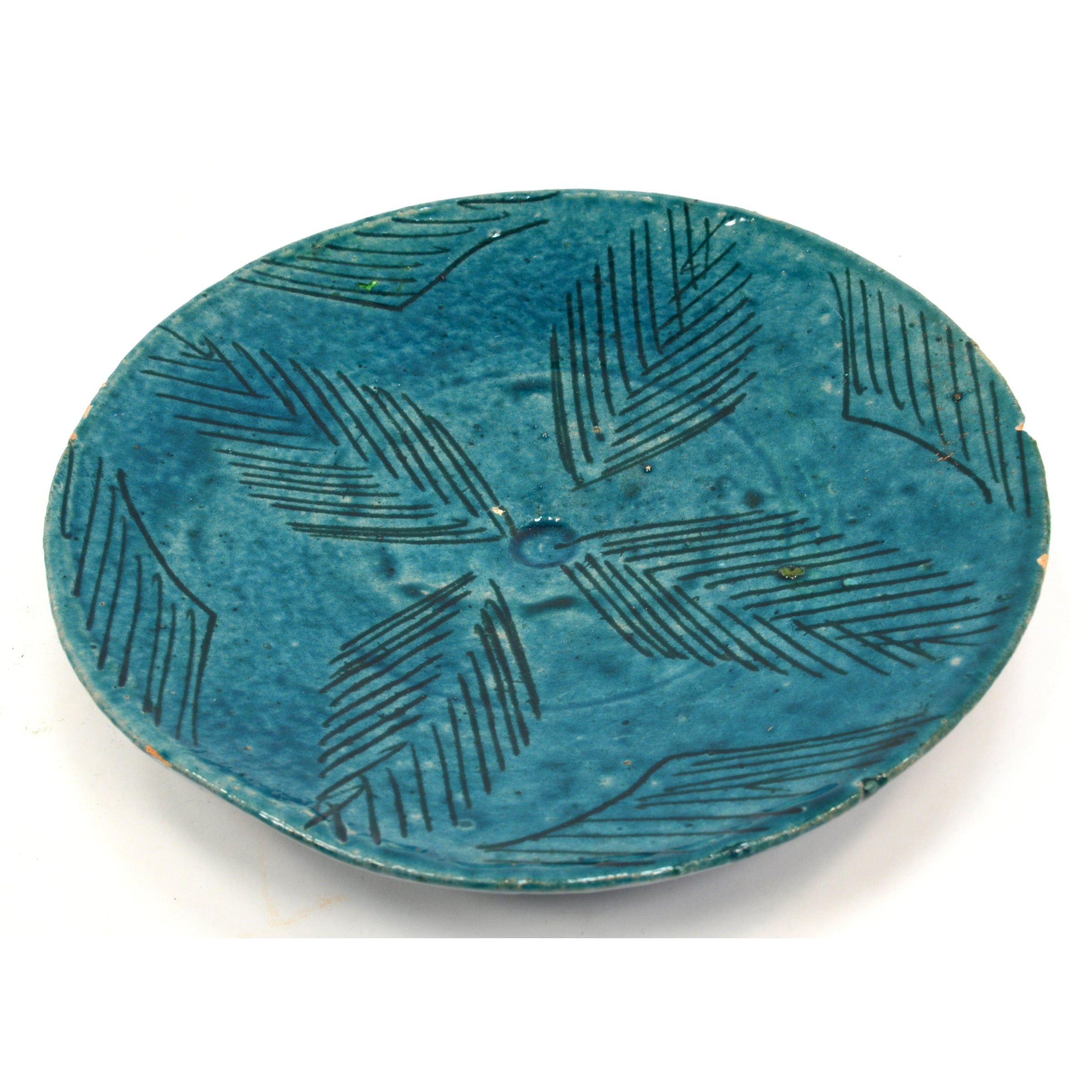 Antique Persian Glazed Pottery Plate - 6 13/16 Inch Turquoise Ceramic Dish, 12th-14th Century - Perfect for Home Decor, Collectibles & Gift Giving