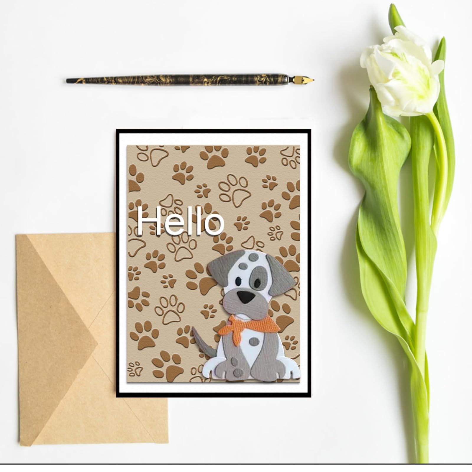 Dog & Cat Paw Print Plastic Embossing Folders for Card Making - Scrapbooking Templates for Photo Albums, DIY Craft Decoration - Perfect for Pet Lover Greeting Cards & Memory Books