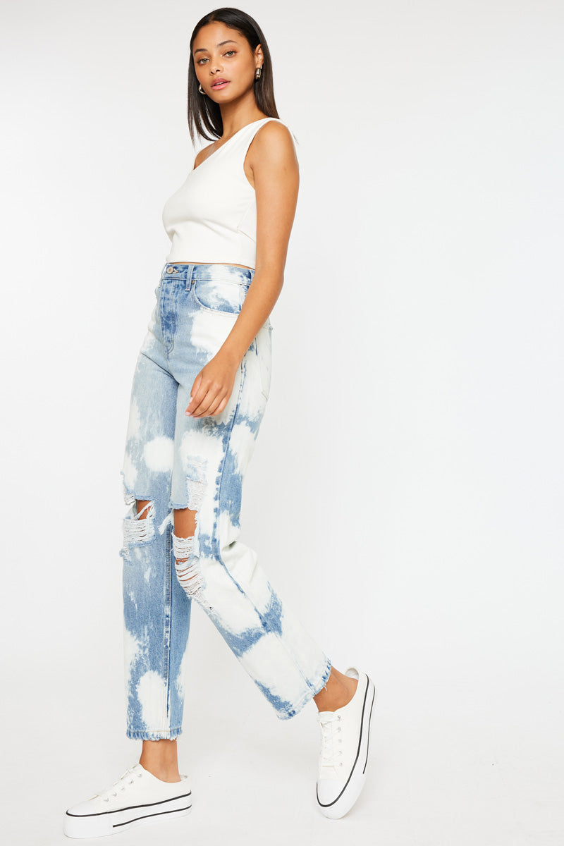 Moon High Rise 90's Boyfriend Jeans - Vintage Distressed Denim Pants for Women | Casual Streetwear & Retro Fashion Outfit
