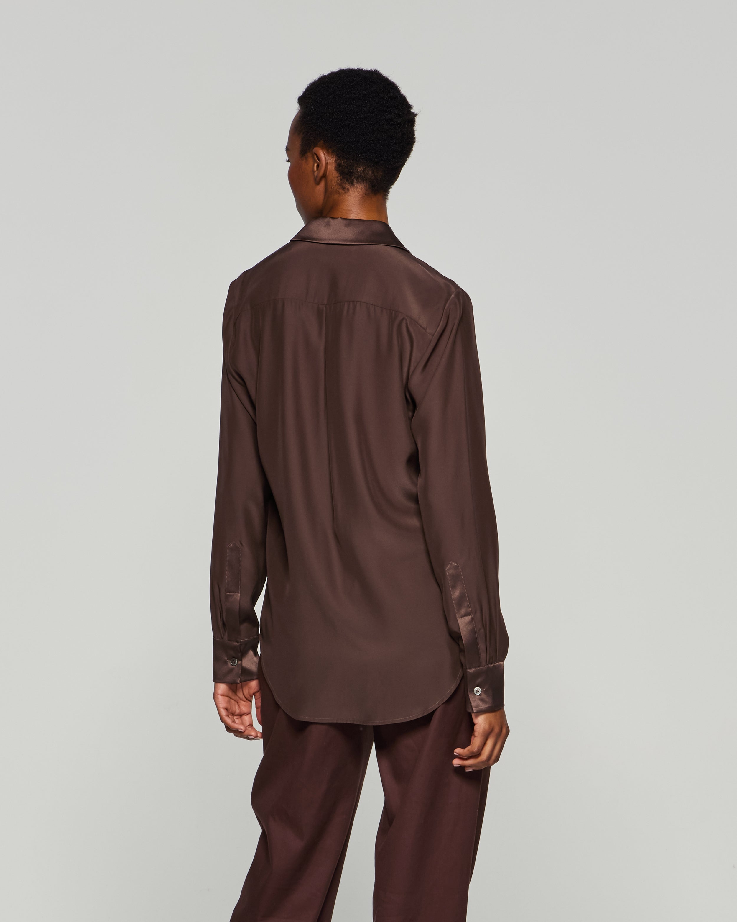 Premium Silk Classic Shirt for Men - Chocolate Brown | Elegant Business & Formal Wear | Perfect for Office, Weddings & Special Occasions