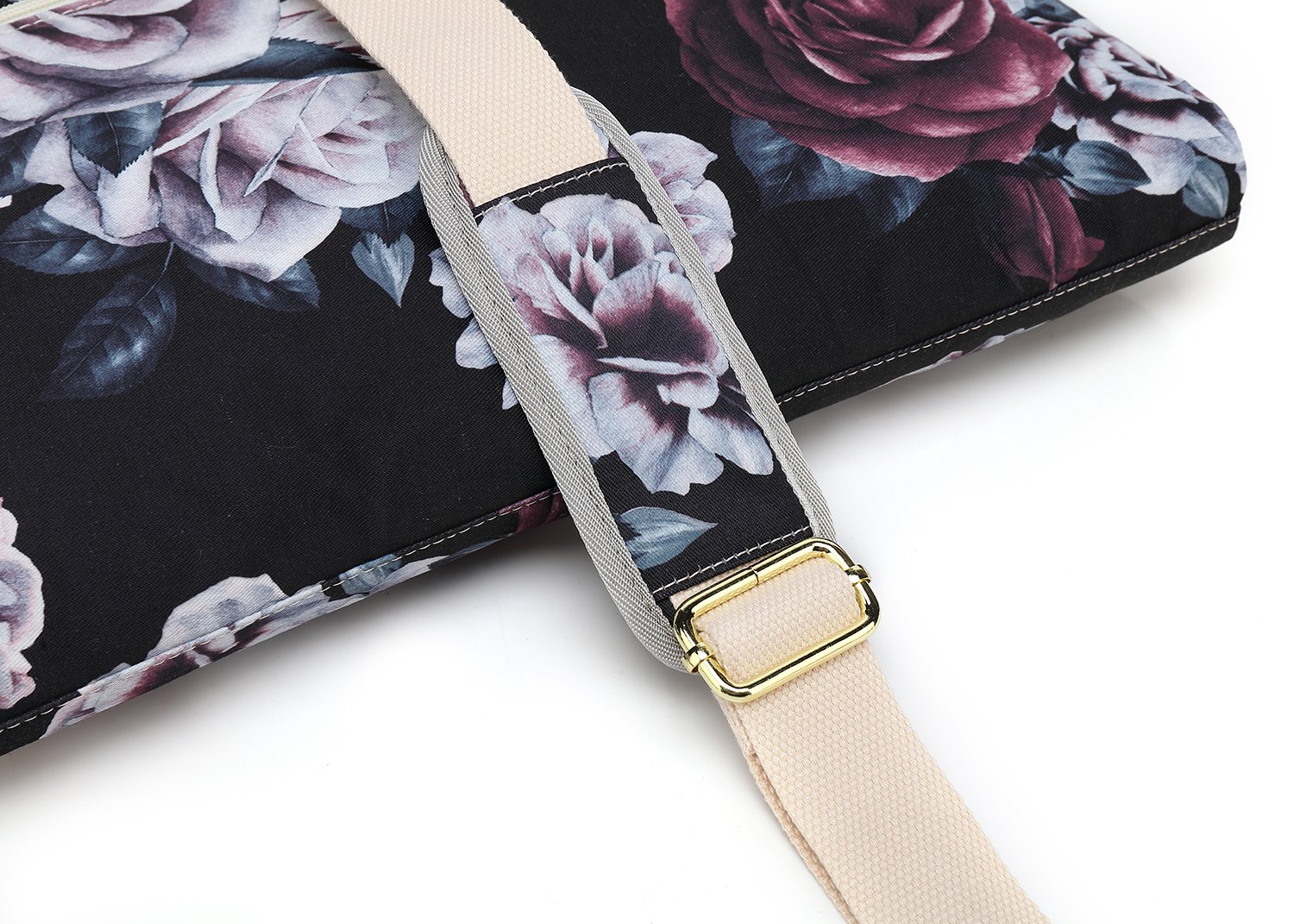 Canvaslove Red and White Rose Waterproof Laptop Shoulder Messenger Bag with Rebound Bubble Protection for MacBook Air Pro 13 inch, MacBook 14 inch, 13-14 inch Laptops - Ideal for Work, Travel, and School