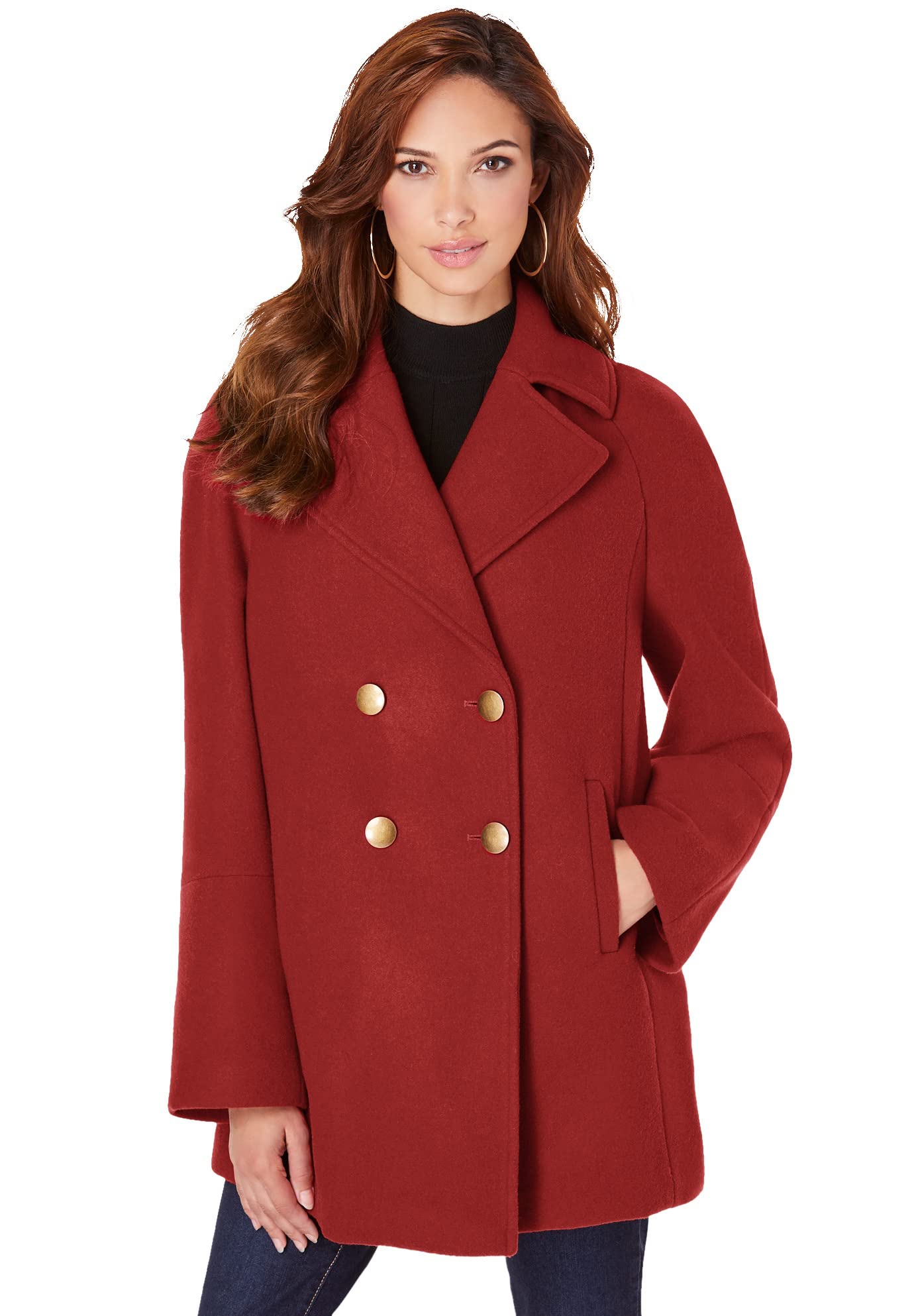Roaman's Women's Plus Size Modern A-Line Peacoat - Stylish Winter Coat for Curvy Women | Perfect for Office, Dating & Formal Occasions