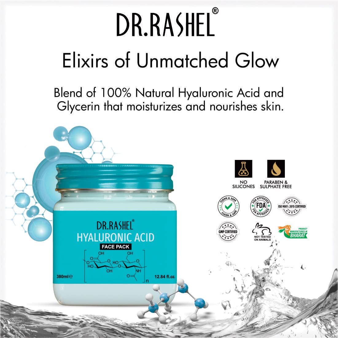 DR.RASHEL Non-Sticky Hyaluronic Acid Gel - Revitalizing & Hydrating Face Moisturizer for Youthful Skin, Improves Elasticity & Nourishes All Skin Types, 12.8 fl oz (380ml) - Perfect for Daily Skincare Routine & Anti-Aging Treatment