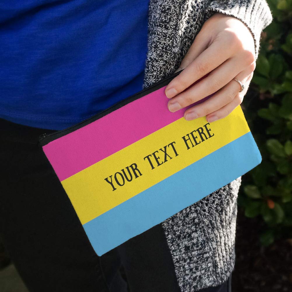 Custom 1 Line Pansexuality Pride Flag Makeup Bag - Personalized Cosmetic Organizer Pouch for LGBTQ+ Travel & Daily Essentials