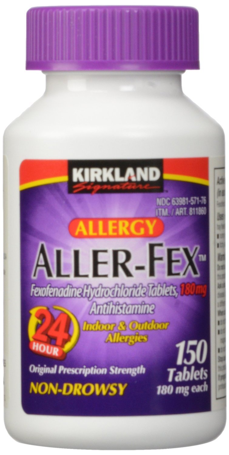 Kirkland Signature Aller-Fex 180 mg Antihistamine Allergy Relief, 150 Tablets (5-Pack) - Non-Drowsy Formula for Seasonal & Indoor Allergies - Perfect for Home, Travel, and Outdoor Activities