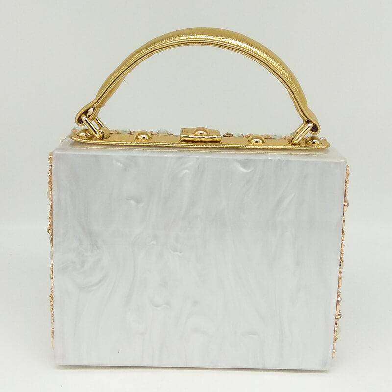 Elegant Crystal Flower Evening Clutch Box Wallet - Perfect for Parties, Weddings & Formal Events
