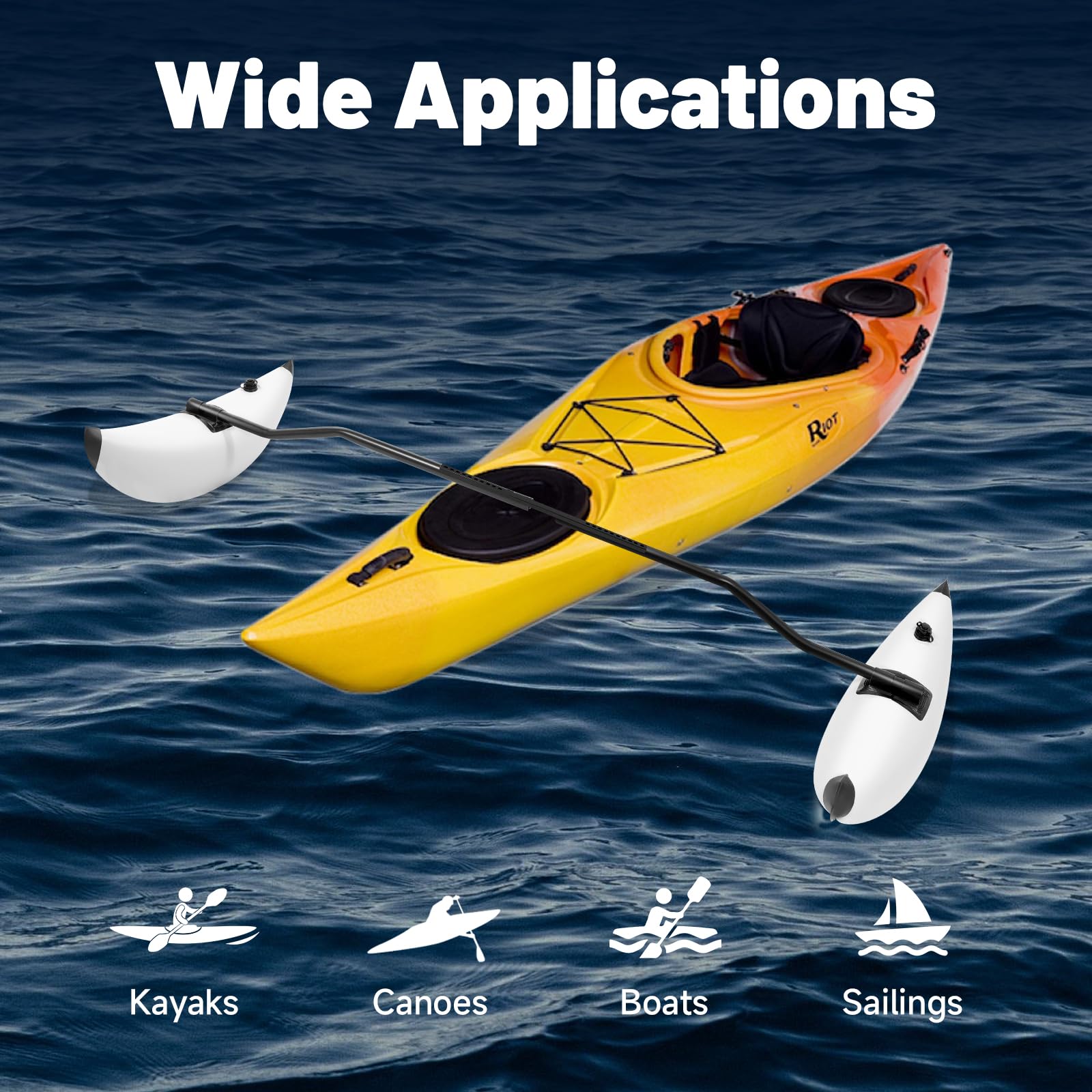 **2Pcs Inflatable Kayak Outrigger Stabilizer - PVC Fishing Boat Stabilizer & AMA Kit for Canoe & Kayak, Portable Float Stabilizer for Enhanced Balance & Safety | Perfect for Fishing, Stand-Up Paddling & Water Sports**