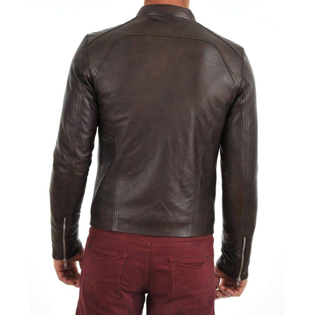 Distressed Leather Jacket for Men - Stylish Motorcycle Biker Bomber Jacket with Zipper | Lightweight Outerwear for Riding & Casual Wear