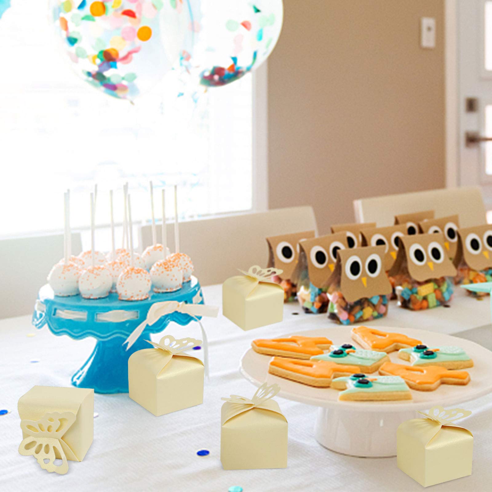 Yellow Butterfly Wedding Favor Boxes - 50pcs for Baby Shower & Party Decor