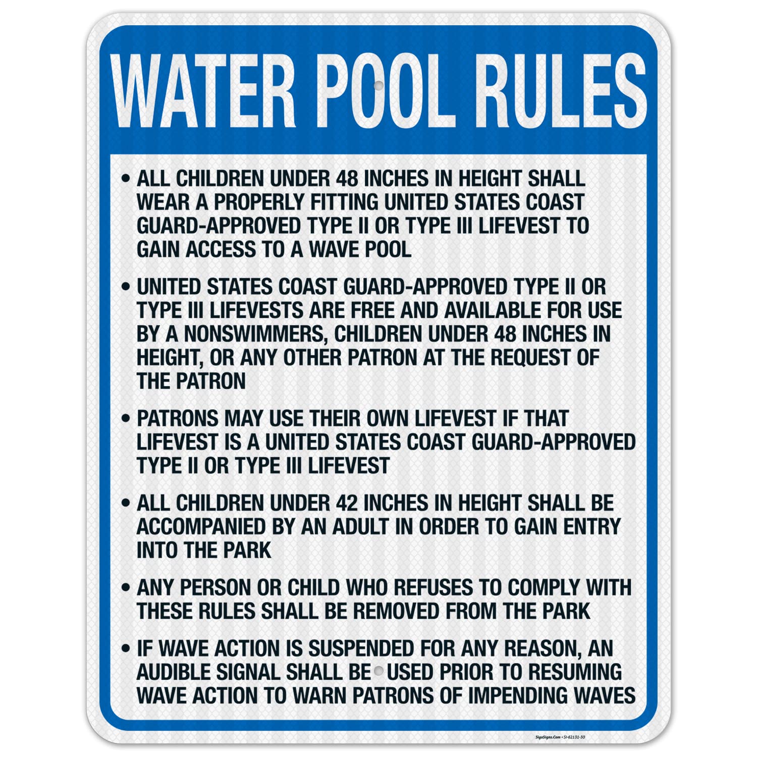 Ohio Pool Safety Signs - 24x30 Inches Water Rules Sign, Compliant with State of Ohio Pool Code | 3M EGP Reflective .080 Aluminum, Fade Resistant | Made in USA | Perfect for Public Pools, Water Parks & Backyard Swimming Areas