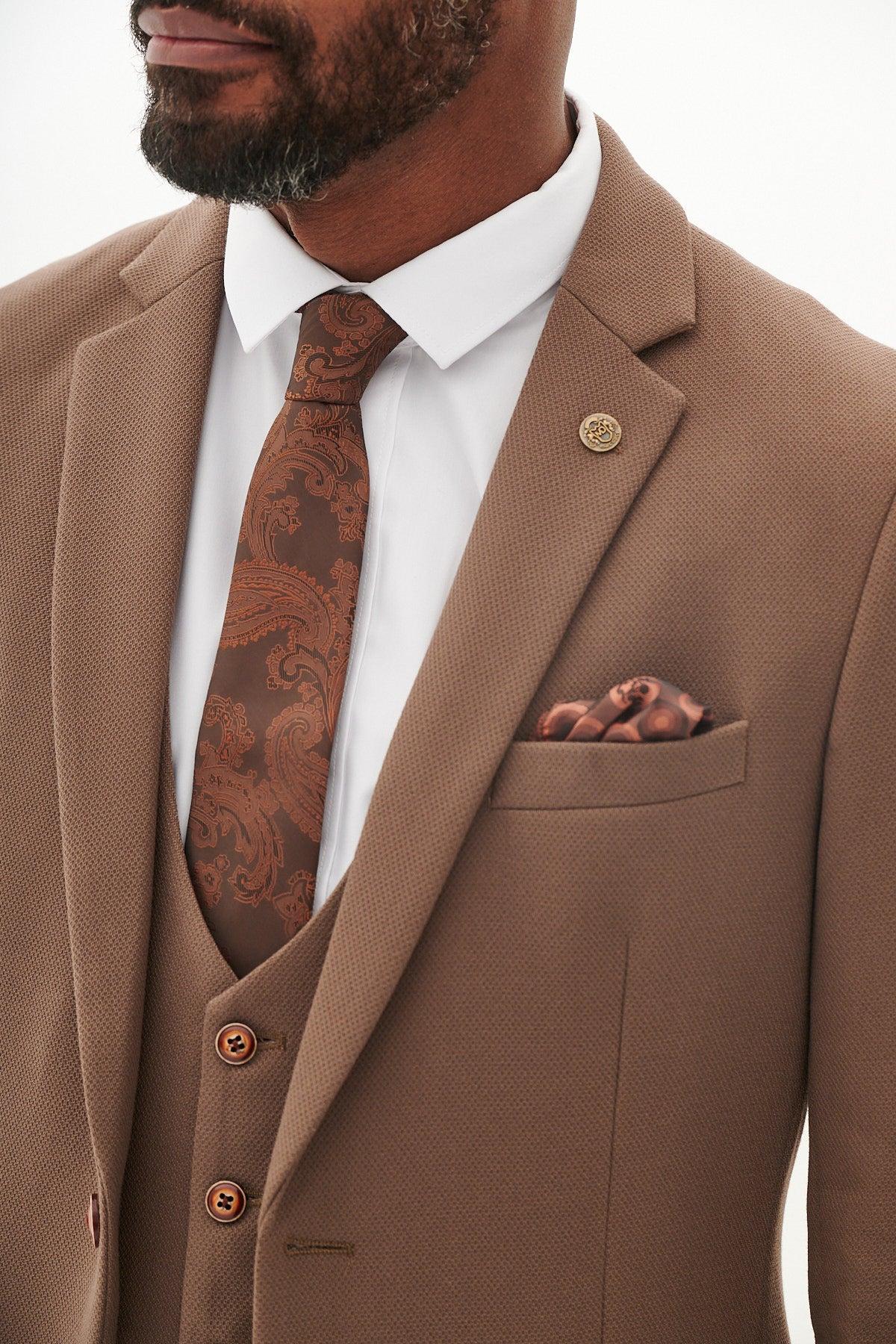 West Bromwich Albion FC Official HM5 Tan Tailored Suit - Premium Football Fan Attire for Men | Perfect for Match Days, Weddings & Formal Events