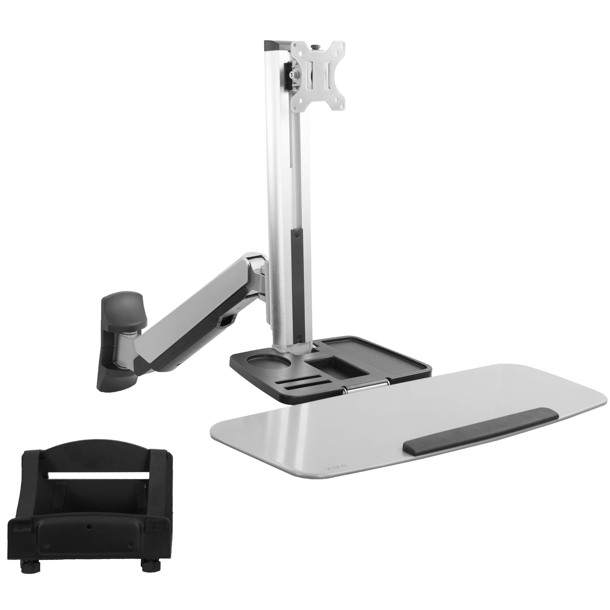 VIVO Single Monitor and Keyboard Wall Mount Stand - Adjustable Height Ergonomic Sit to Stand Workstation for Home & Office (STAND-SIT1W) - Perfect for Workspace Optimization and Healthy Posture