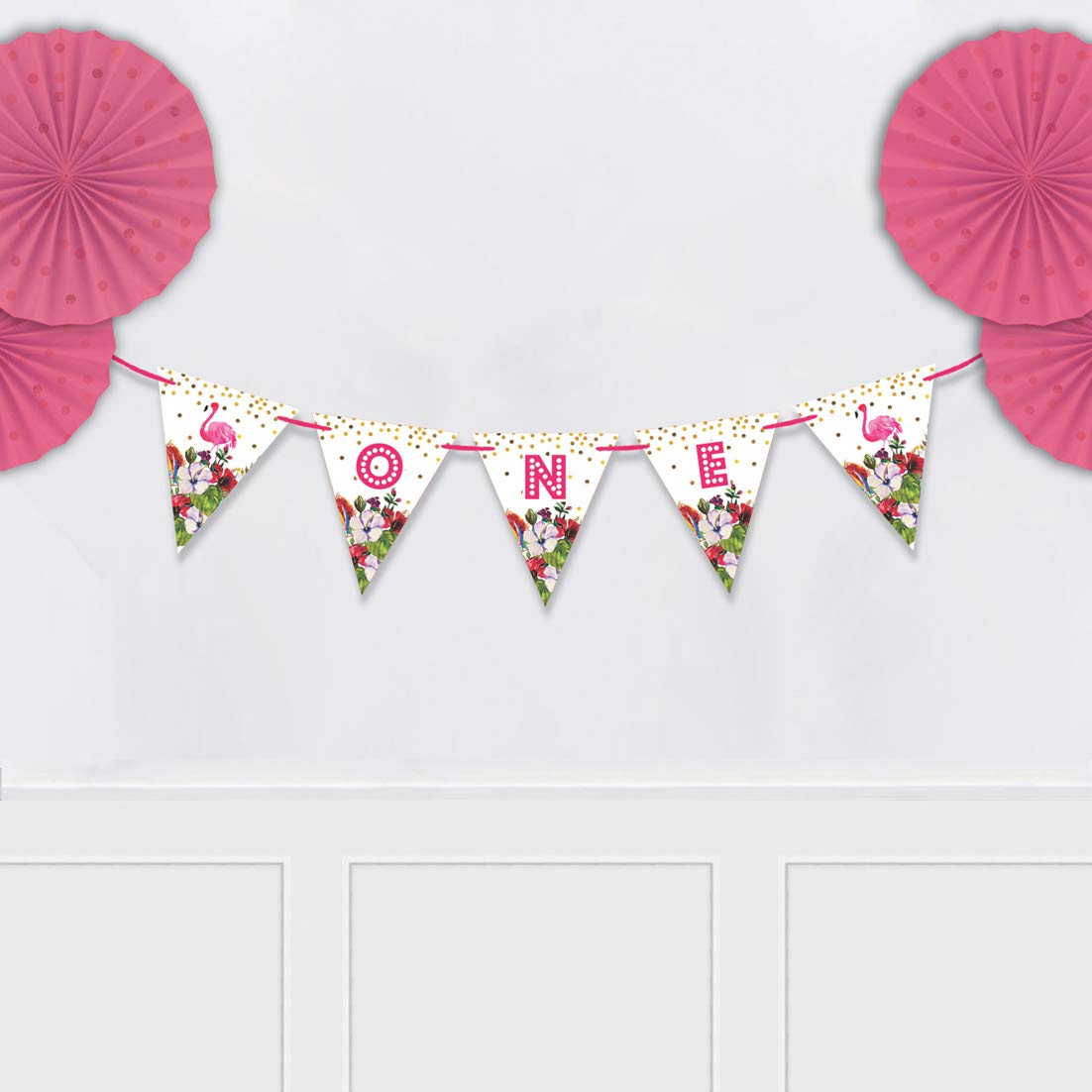 Pre-Strung 'I Am 1' Birthday Party Decorations - Tropical Themed Pennant Banner Flags for Boys - Perfect for 1st Birthday Celebrations, Baby Showers & Nursery Decor