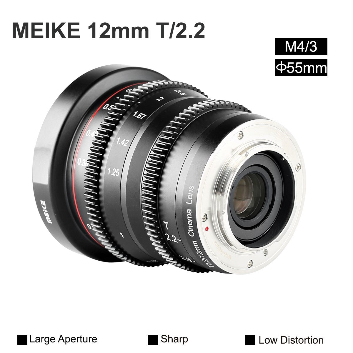 Meike Cinema Prime 12mm T2.2 MFT Lens for Micro Four Thirds Cameras - Wide Angle Cine Lens for Filmmaking, Vlogging & Low Light Photography