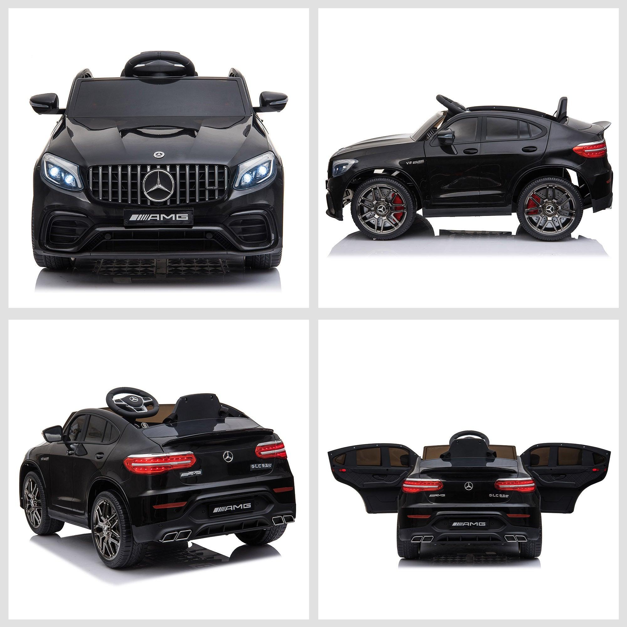 12V Mercedes Benz AMG GLC63S Coupe Electric Ride On Car for Toddlers - Remote Control, 2 Speed, MP3 Player, LED Lights & Horn - Kids Electric Vehicle with Suspension & Music (Black) - Perfect for Indoor Play & Outdoor Birthday Gifts