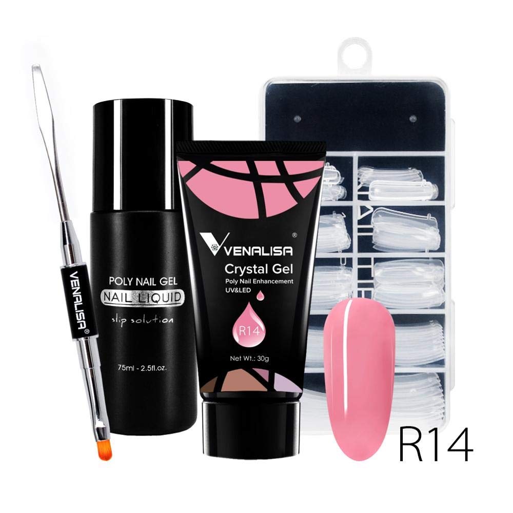 VENALISA R14 30ml Poly Nail Extension Gel - Professional Builder Gel for Strong Nail Enhancements & Extensions - Includes Slip Solution & Application Tools - Perfect for Salon, DIY Manicures & Nail Art Designs