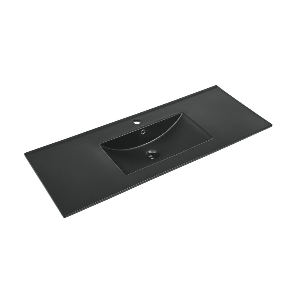 48-Inch Matte Black Bathroom Vanity Sink Top - Durable Solid Surface Countertop for Modern Bathroom Remodeling, Perfect for Master Bath & Powder Room Upgrades