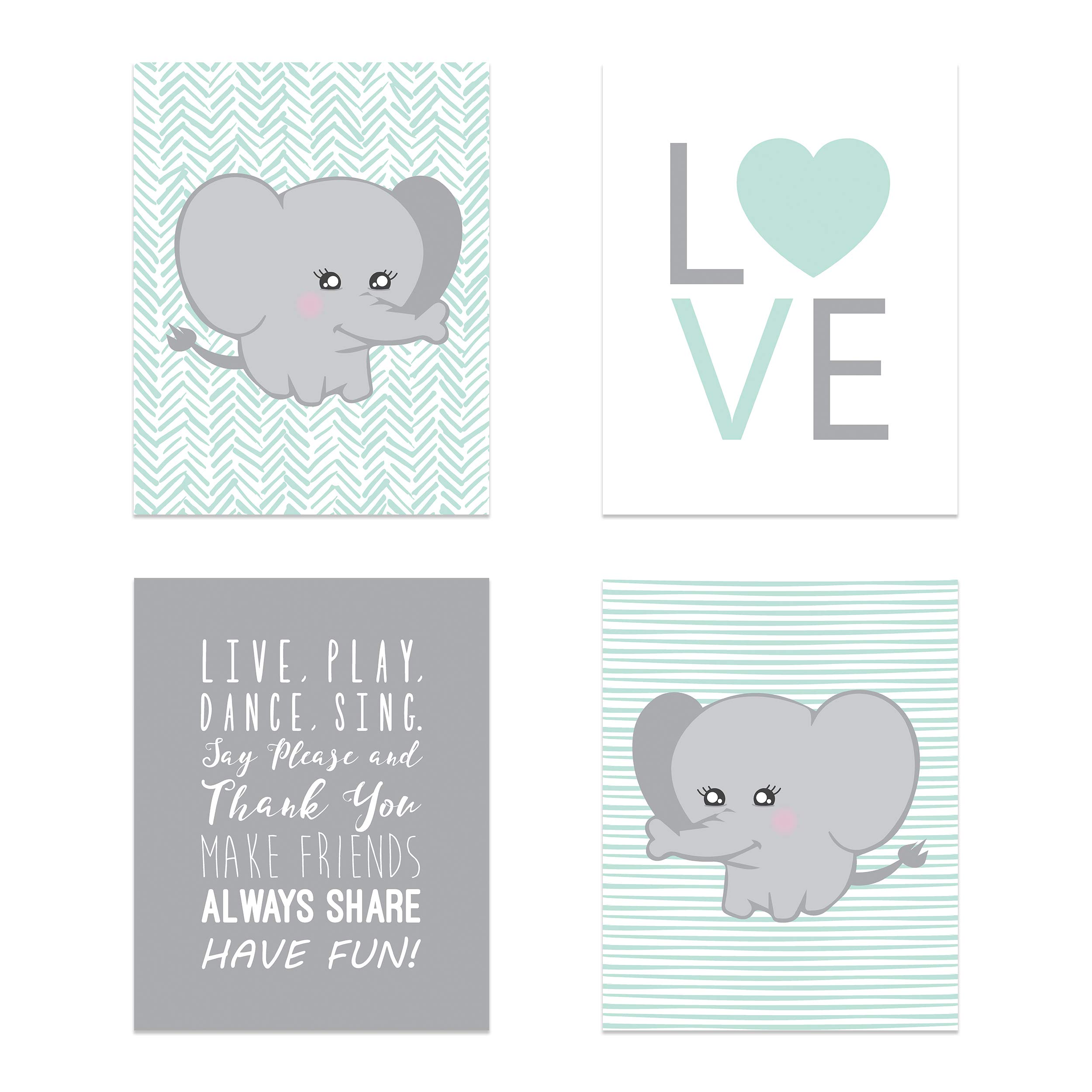 Elephant Nursery Decor for Kids - Playroom & Baby Wall Art (11x14)