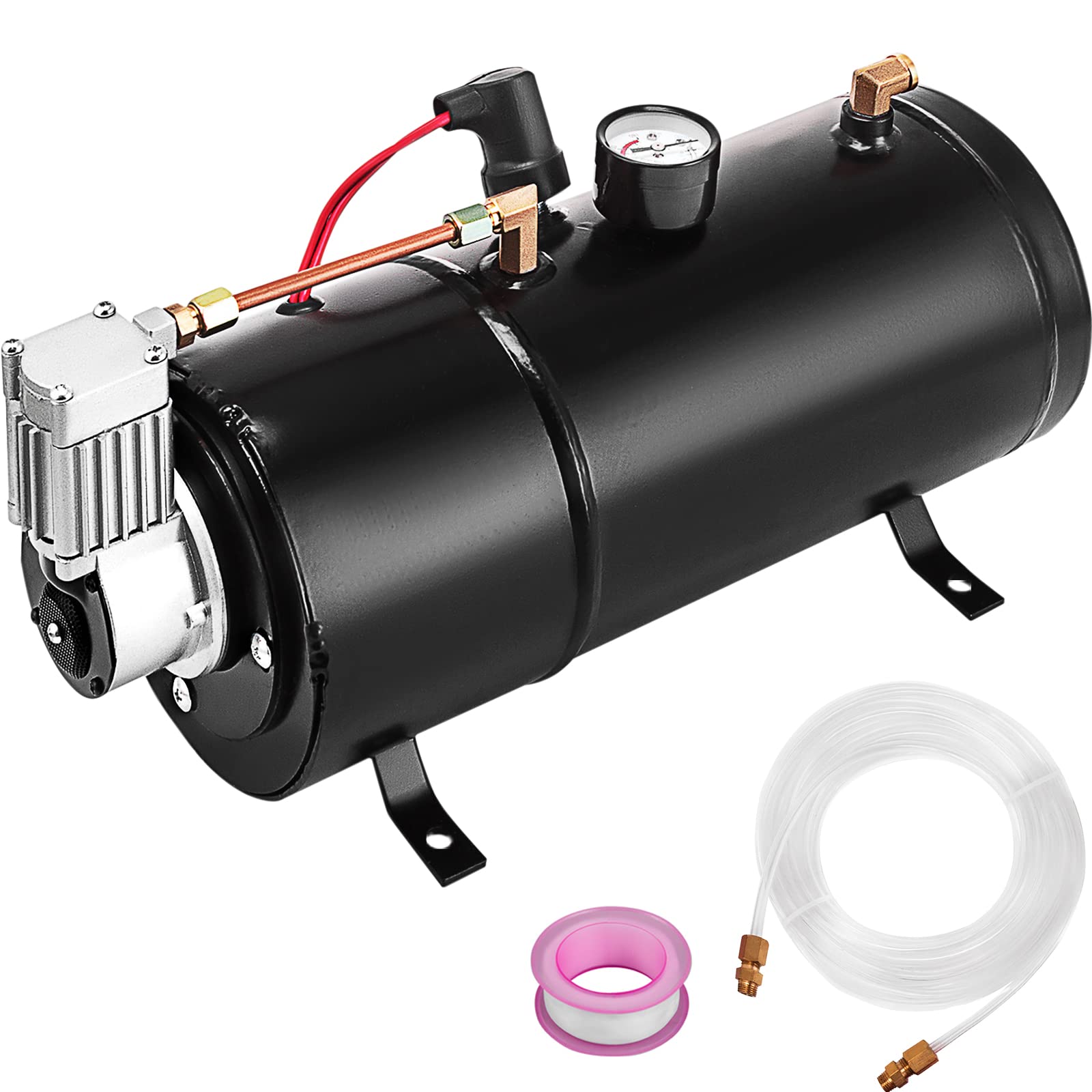 VEVOR 12V Portable Air Compressor Pump with 0.8 Gallon Tank, 120PSI Heavy Duty Truck Air Horn Compressor - Perfect for Pickup Trucks, Emergency Roadside Use & On Board Air Systems