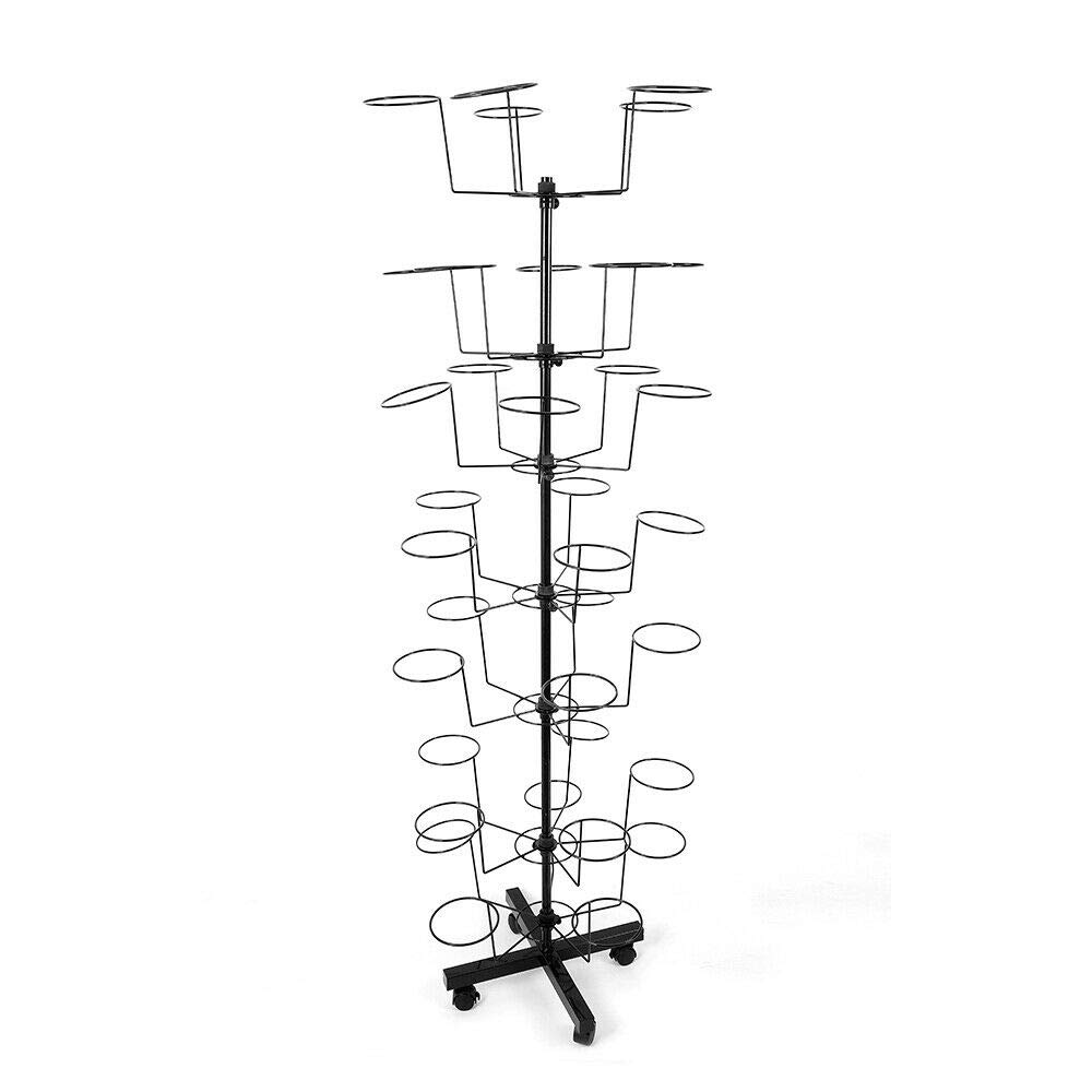 7-Tier 35 Hats Rotating Metal Hat Display Stand - Adjustable Multifunctional Cap & Wig Hanger Rack - Perfect for Retail Stores, Boutiques & Home Closet Organization (Black)