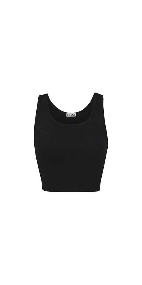 Women's Cropped Scoop Neck Tank Top - Soft Stretchy Black Summer Casual Tee | Perfect for Yoga, Beach & Everyday Wear