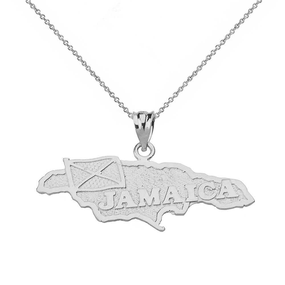 Jamaica Country Map Charm Pendant Necklace - Sterling Silver Jewelry for Travel Lovers & Island-Themed Outfits