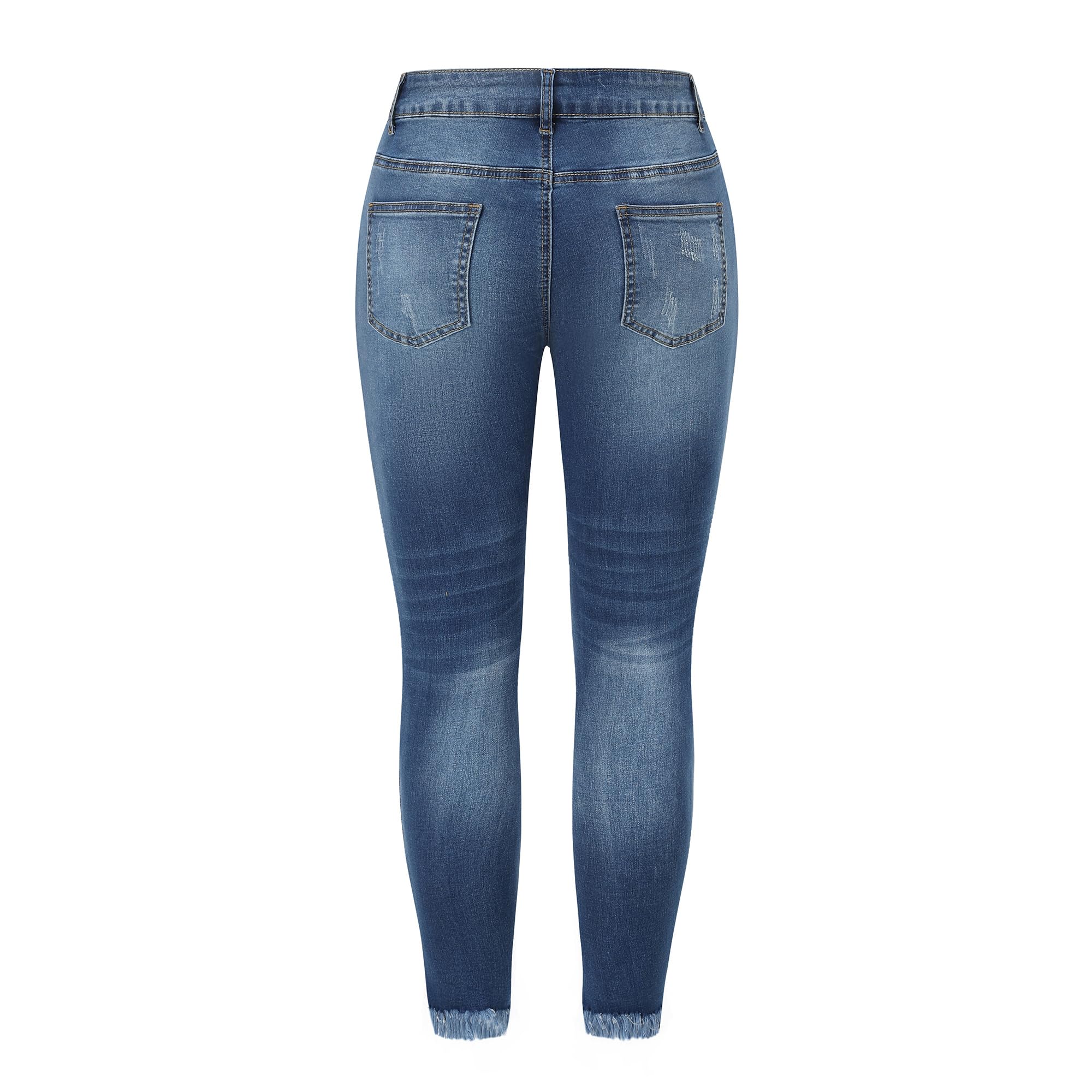 THUNDER STAR Women's Stretch Ripped Cropped Jeans - Mid Rise Distressed Denim Pants for Casual Wear | Perfect for Street Style, Weekend Outfits & Fashionable Looks