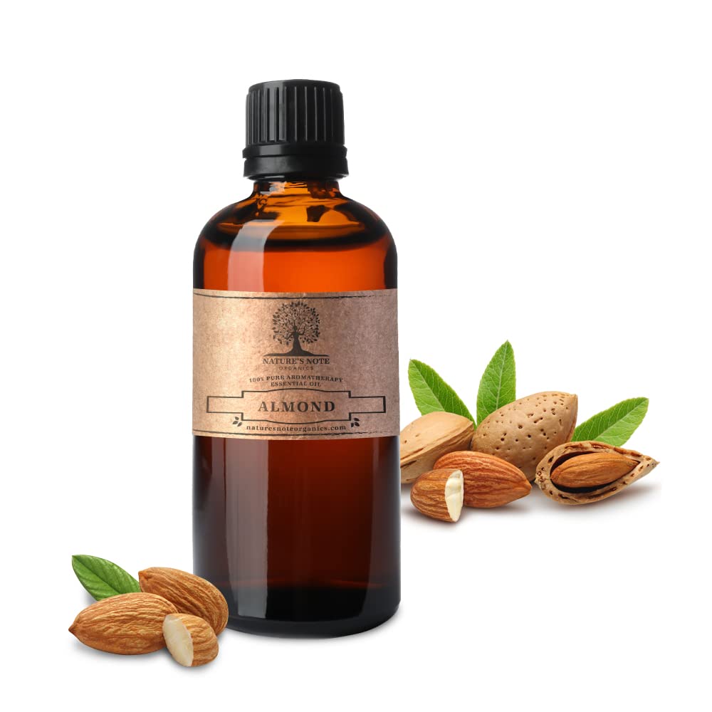 Nature's Note Organics 100% Pure Almond Essential Oil - 0.3 Fl Oz Aromatherapy Grade for Relaxation, Massage & Skin Care | Cold Pressed & Undiluted for Diffusers, DIY Beauty & Home Fragrance