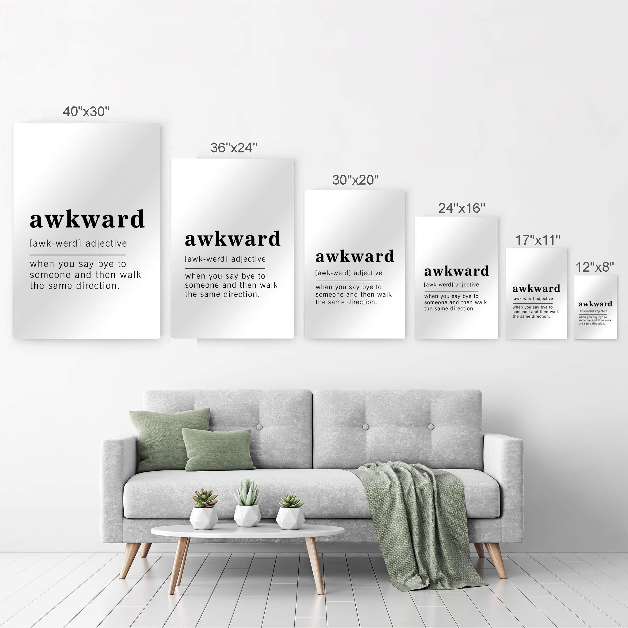 Funny Adjective Noun Dictionary Definition of Awkward Metal Print - Inspirational Quote Wall Art for Office, Living Room, Bedroom & Bathroom - Ready to Hang Home Decor (40x30 Inches, Made in USA) - Perfect for Gifts, Housewarming & Adding Humor to Your Space