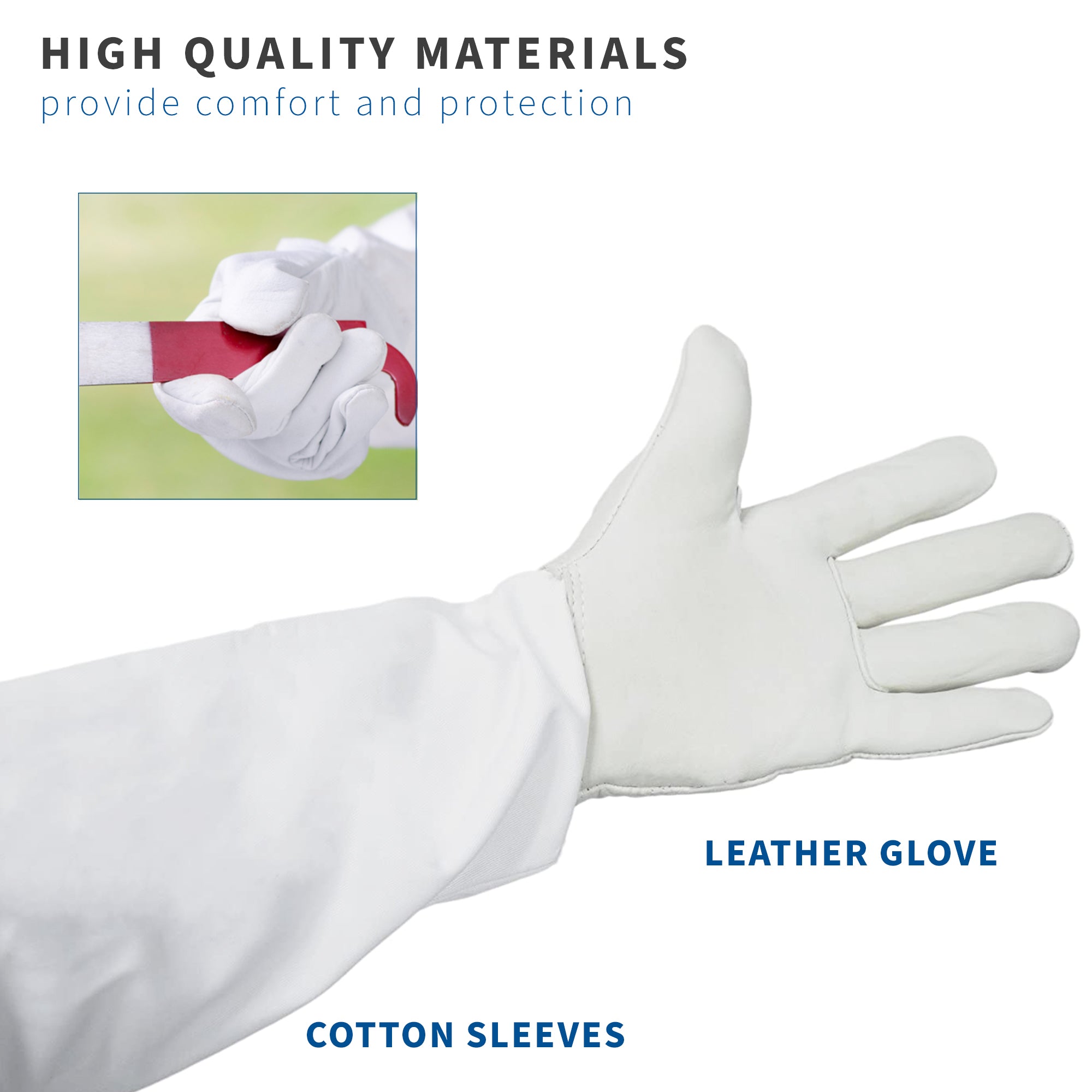 Premium Beekeeping Gloves - Durable Leather Hand Protection for Beekeepers - Ideal for Hive Inspection & Honey Harvesting