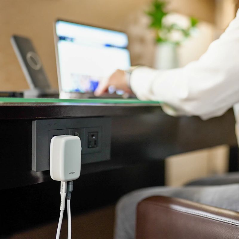 Ventev 27W Dual USB-C & USB-A Wall Charger - Fast Charging for iPhone, Samsung, Pixel - White | Perfect for Home, Office & Travel