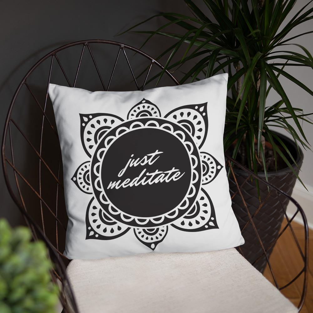JUST MEDITATE Meditation Pillow - Premium Zafu Cushion for Yoga, Zen, Mindfulness & Relaxation - Perfect for Home, Studio, or Outdoor Meditation Practice