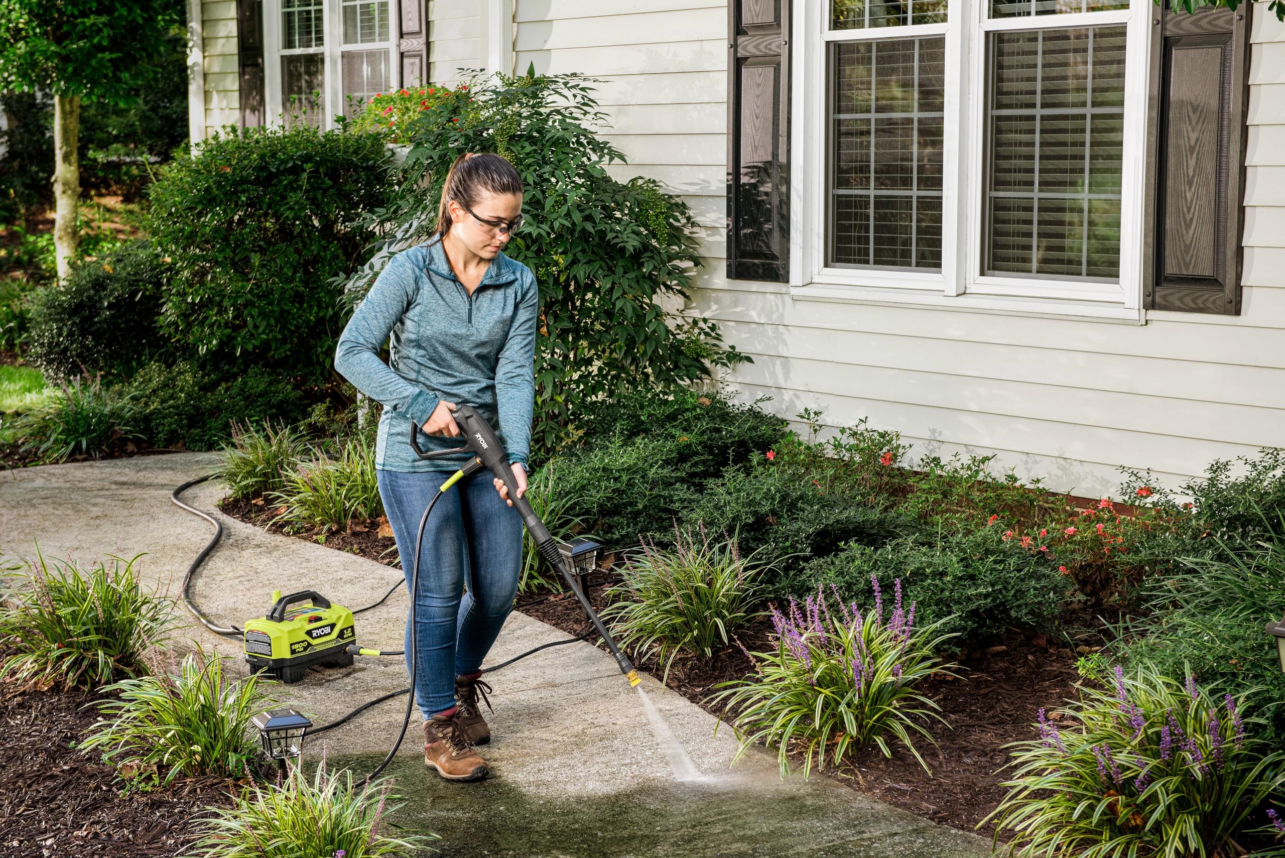 RYOBI 1800 PSI 1.2 GPM Electric Pressure Washer - Powerful Cleaning for Driveways, Decks & Outdoor Surfaces