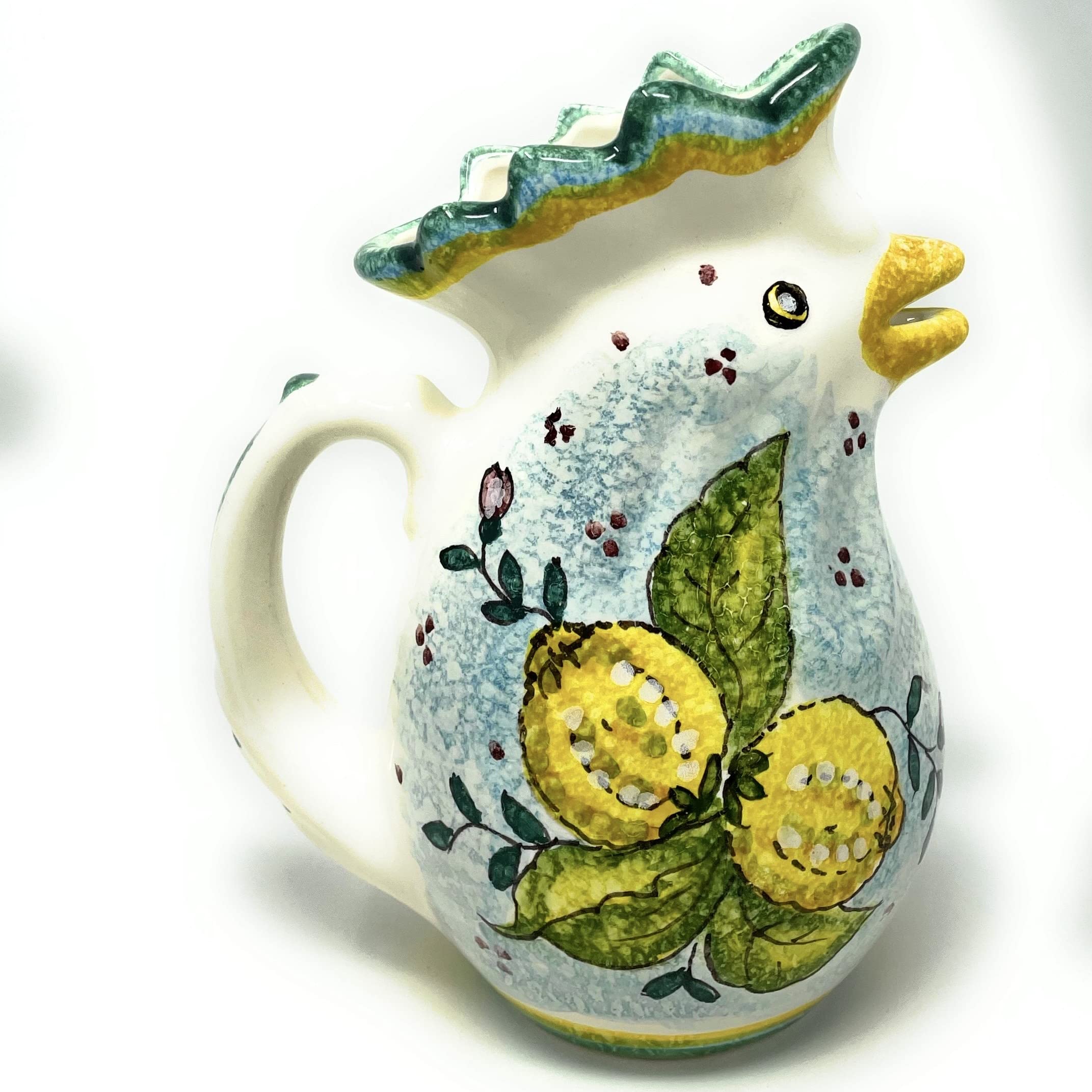 Italian Ceramic Art Pitcher - Hand Painted Tuscan Vine Vino Jar with Lemon Decor, Made in Italy | Perfect for Kitchen Decor, Wine Serving & Tuscan Home Decor