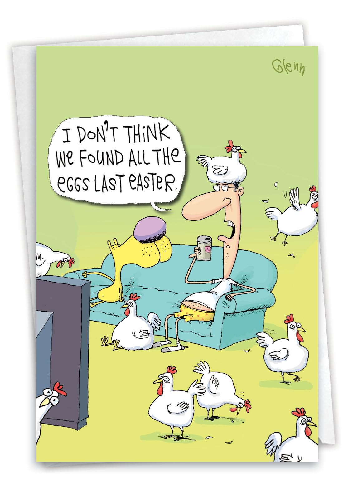 Funny Easter Greeting Card - 'Found All Eggs' Design with 5x7 Inch Envelope (1 Card) | Perfect for Easter Gifts, Party Invitations & Spring Celebrations | NobleWorks 7286