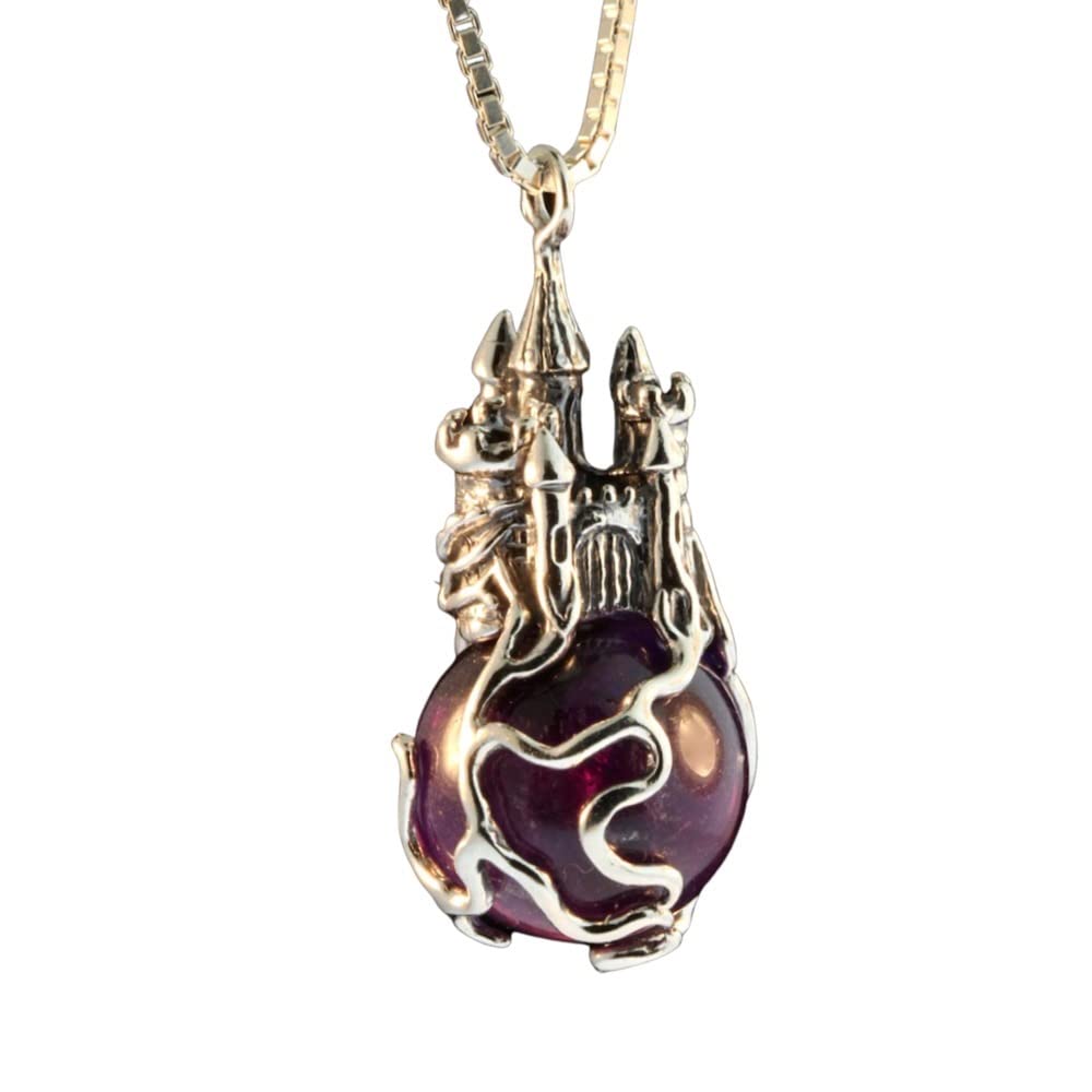 Castle in the Clouds Necklace - Sterling Silver Crystal Pendant with Orb Charm | Elegant Jewelry for Women, Gift for Her | Perfect for Weddings, Anniversaries & Special Occasions